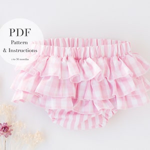 Baby panty PDF sewing pattern | Baby diaper cover with ruffles | Bloomer PDF pattern & tutorial | Diaper Cover tutorial | Sizes 1-36 months