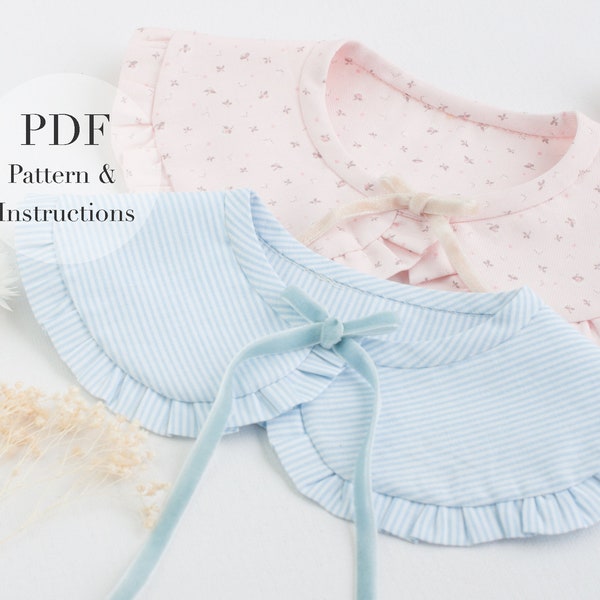 Peter Pan Fake Collar PDF tutorial 18 to 36 m, false collar pattern and instructions, babies Collar PDF sewing pattern, collar PDF tutorial