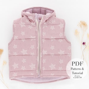 Vest Sewing Pattern and Tutorial |Unisex Toddler & Kids Quilted Vest Pattern| Sizes 18 months to 12 years old l Spanish and English language