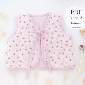 Tutoriel et patron de couture pour gilet enfant en PDF l 2 à 10 ans l Gilet matelassé facile en PDF l Instructions de couture PDF unisexe l Anglais espagnol image 2