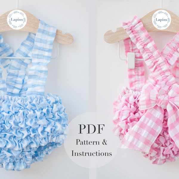 Babybadpak PDF Naaipatroon en tutorial, Patroon voor babybadkleding, Maten: 0 tot 30 maanden, Strandkleding voor baby's en peuters