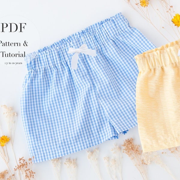 Shorts PDF Easy Sewing Pattern & Tutorial l  Easy shorts PDF l 1 to 10 years l Baby Toddler Kids l Easy Shorts PDF l Unisex shorts pattern