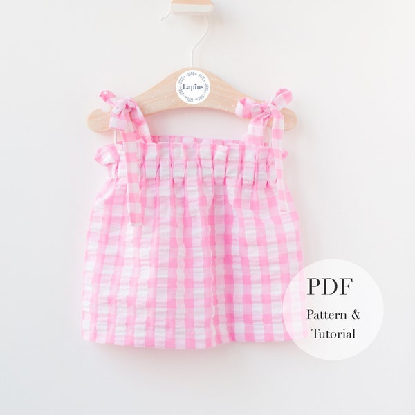 Vestido bebé Patrón de costura PDF y tutorial, Patrón top bebé, Vestido o top bebé, Tallas 1-36 meses, Patrón pdf vestido para ropa de bebé