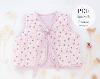 Children Vest PDF Sewing Pattern & Tutorial l 2  to 10 years l  Easy  Quilted Vest PDF l Unisex PDF sewing instructions l English - Spanish