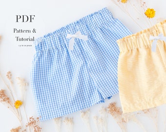 Shorts PDF Easy Sewing Pattern & Tutorial l  Easy shorts PDF l 1 to 10 years l Baby Toddler Kids l Easy Shorts PDF l Unisex shorts pattern