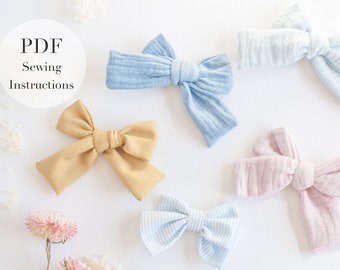 Hair bow pattern, bow sewing PDF tutorial, girls hair bow tutorial,  baby bow sewing pattern, girls hair bow pattern, tutorial lazo