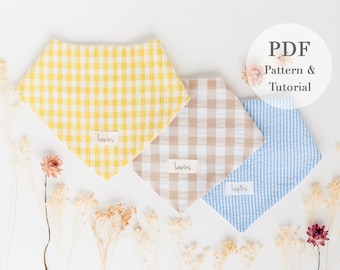 Bib Pattern PDF | Baby Bandana Sewing Pattern | Bib sewing pattern PDF | Baby Bib tutorial | 3 Sizes 3 m to 24 months l English and Spanish