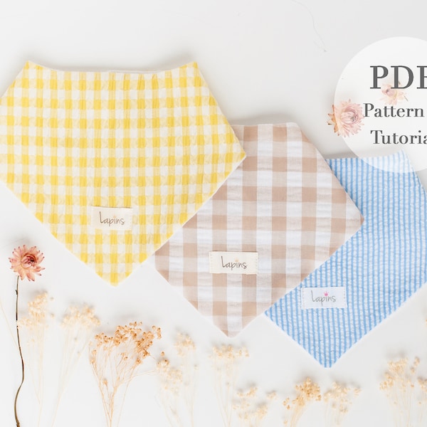 Bib Pattern PDF | Baby Bandana Sewing Pattern | Bib sewing pattern PDF | Baby Bib tutorial | 3 Sizes 3 m to 24 months l English and Spanish