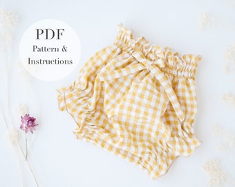 Bloomers PDF pattern & tutorial | baby bloomers sewing pattern | Diaper Cover | Pdf pattern l Sizes 1 to 36 months