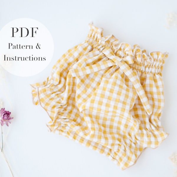 Bloomers PDF pattern & tutorial | baby bloomers sewing pattern | Diaper Cover | Pdf pattern l Sizes 1 to 36 months