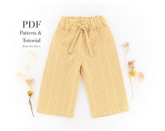 Kids Elastic Waist Pants Sewing Pattern PDF: Sizes 3-12 Years (Unisex Tutorial)