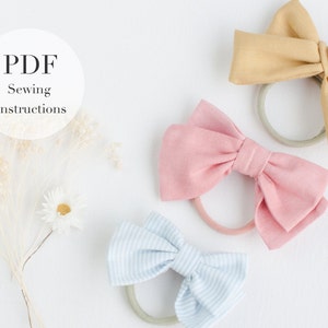 Hair bow sewing pattern 3 sizes  l PDF tutorial bow l kids hair bow tutorial l bow sewing pattern l English and Spanish language l Easy