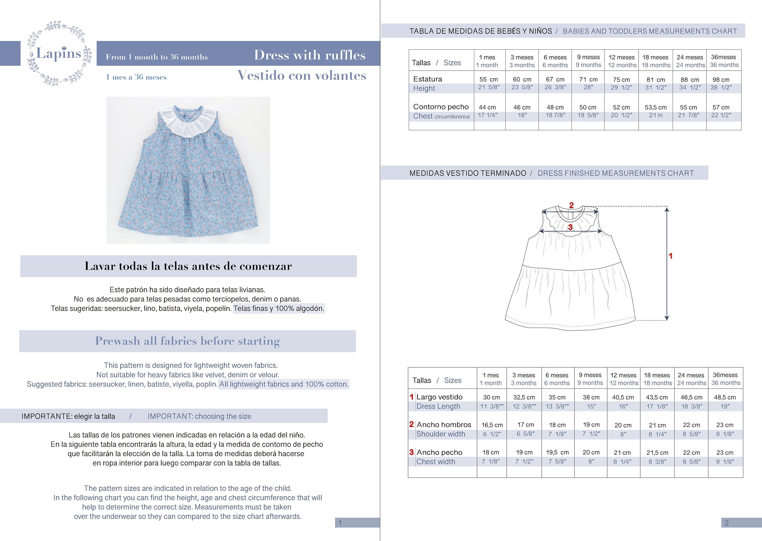 Ruffle Dress PDF Sewing Pattern: Baby & Toddler (1-36 Months) - Etsy