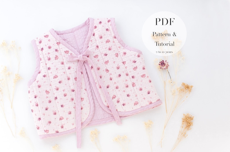 Tutoriel et patron de couture pour gilet enfant en PDF l 2 à 10 ans l Gilet matelassé facile en PDF l Instructions de couture PDF unisexe l Anglais espagnol image 1