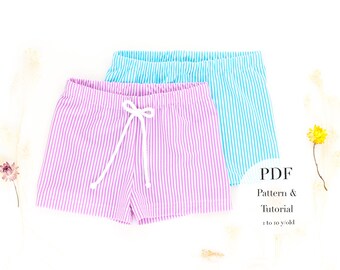 Swim Shorts PDF Sewing Pattern & Tutorial l  Easy  Swim Shorts PDF l Toddlers Kids pattern l 2  to 12 Years
