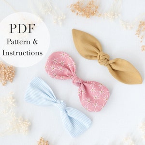 Knot Bow PDF Sewing Pattern, Baby Knotty Hair Bow Pattern, Baby Bow Headband Pattern, Girls Hair Bow Sewing PDF Pattern Easy, easy bows
