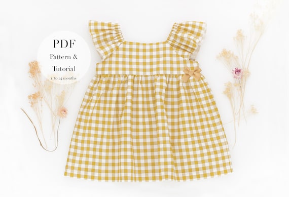 Baby Dress PDF Sewing Pattern: Ruffle Dress, 1-24 Months (English-Spanish)