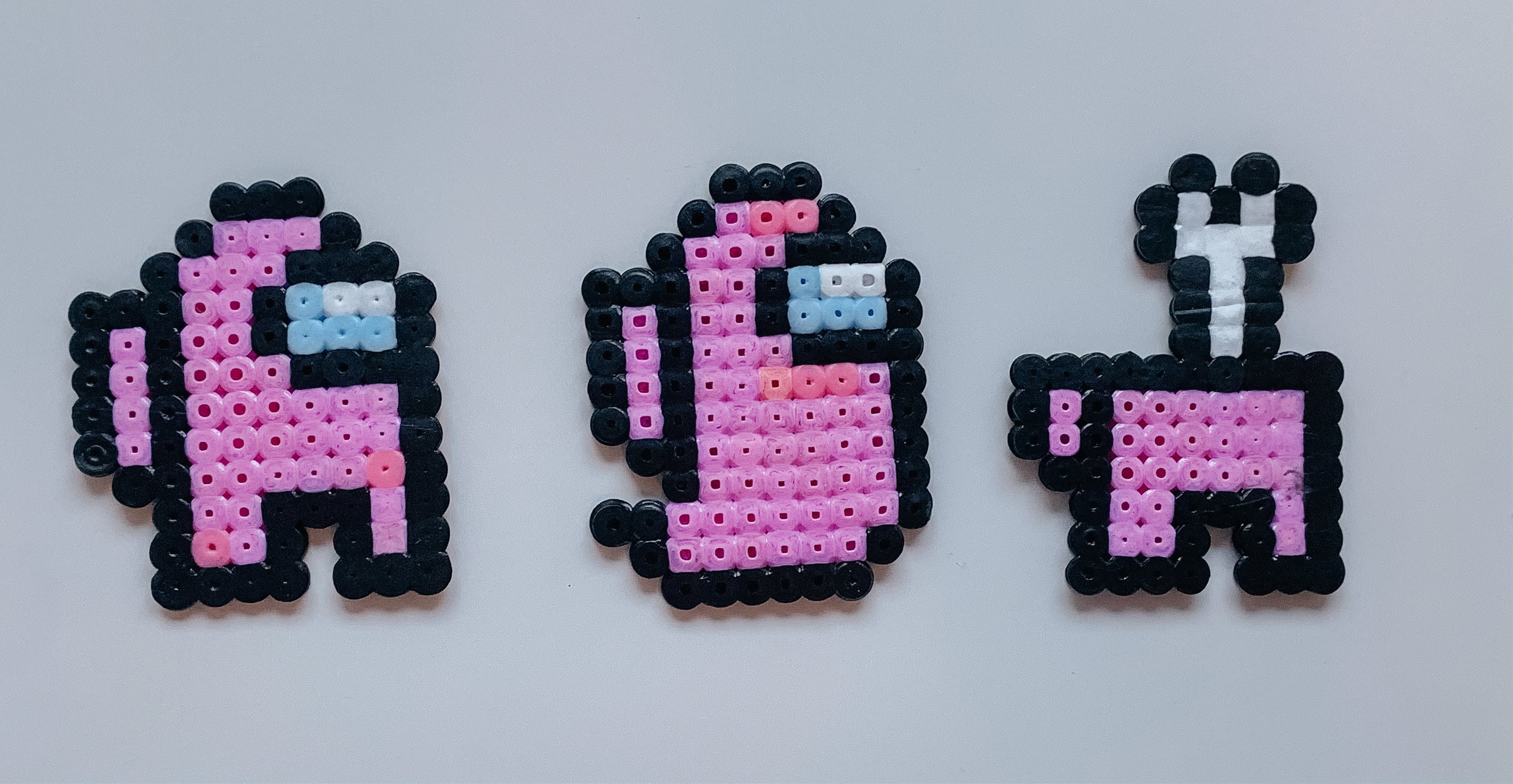 Set of 3 Among Us Perler Beads Pink Design Handmade. Etsy