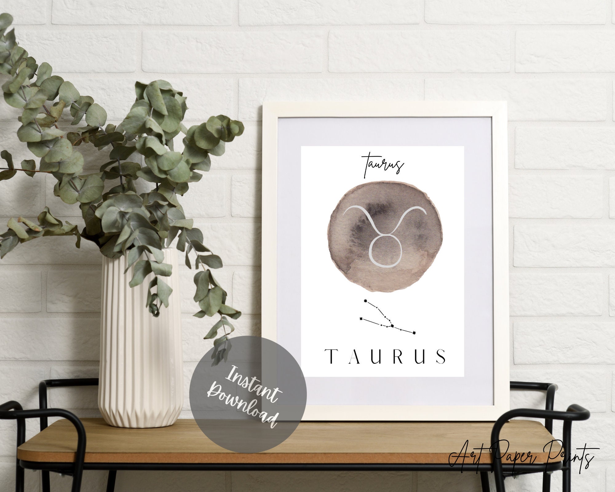 Taurus gift Taurus wall art Taurus art print Taurus wall | Etsy