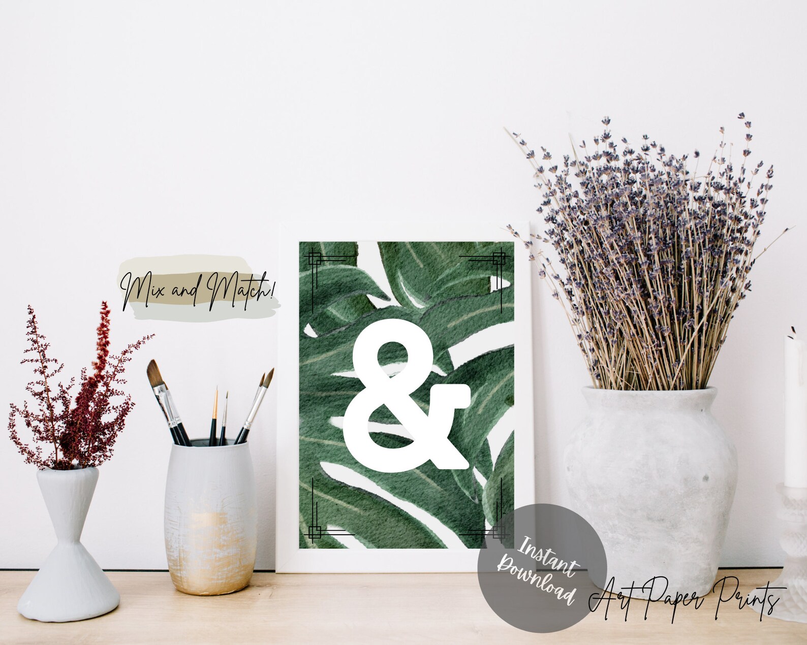 Mix and match art print & wall art Tropical leaf print | Etsy