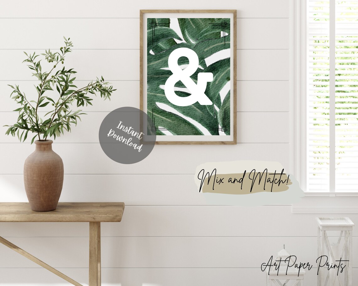 Mix and match art print & wall art Tropical leaf print Etsy
