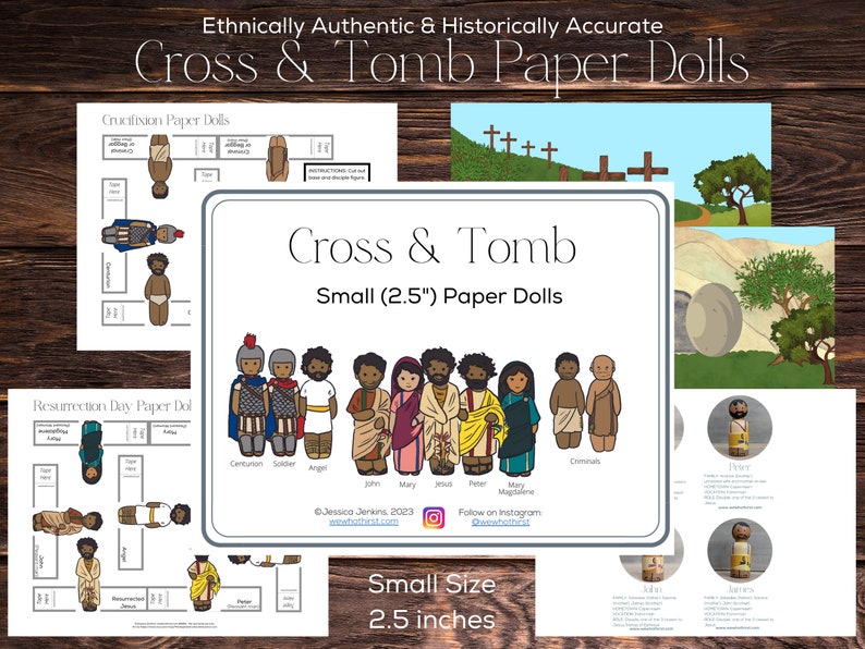 Small Cross &amp; Tomb Paper Dolls, Historically Accurate Easter, Resurrection, Crucifixion, Bible ...