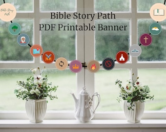 Bible Banner, Bible Story Path Banner Garland, God&#39;s Big Story, Preschool Bible, Sunday School, Homeschool Bible, Elementary Bible