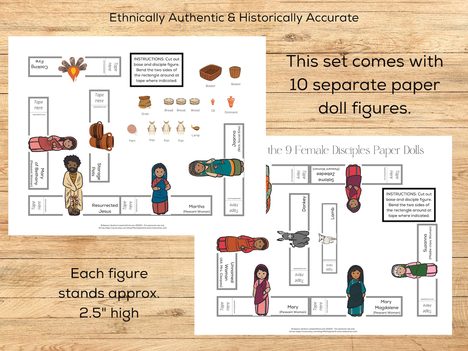 Small Female Disciples Paper Dolls, Historically Accurate Bible, Resurrection, Crucifixion ...