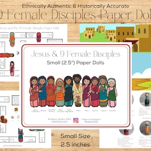 Small Female Disciples paper dolls, historically accurate Bible, resurrection, crucifixion, bible story, sunday school, gospels
