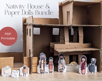 Natividad históricamente precisa, planos de la casa de la Natividad, muñecas de papel de la Natividad, Navidad, Adviento, Natividad imprimible, Escuela Dominical