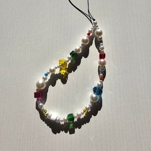 Colourful Crystal and Pearl Handmade Beaded Phone Strap Phone Charm Phone Beads Mobile Accessories