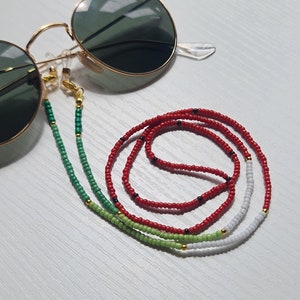 Watermelon Sunglasses Chain Handmade Beaded Red Green Glasses Chain