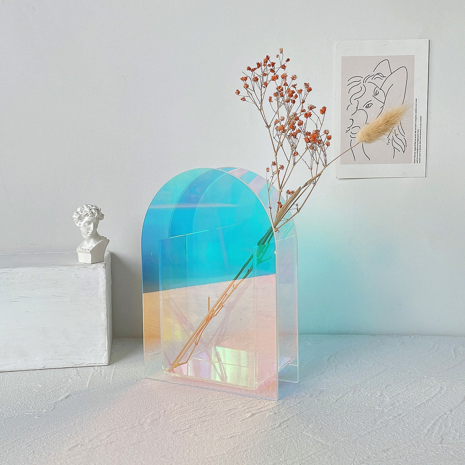 Iridescent Rainbow Acrylic Vase Clear Transparent - Etsy