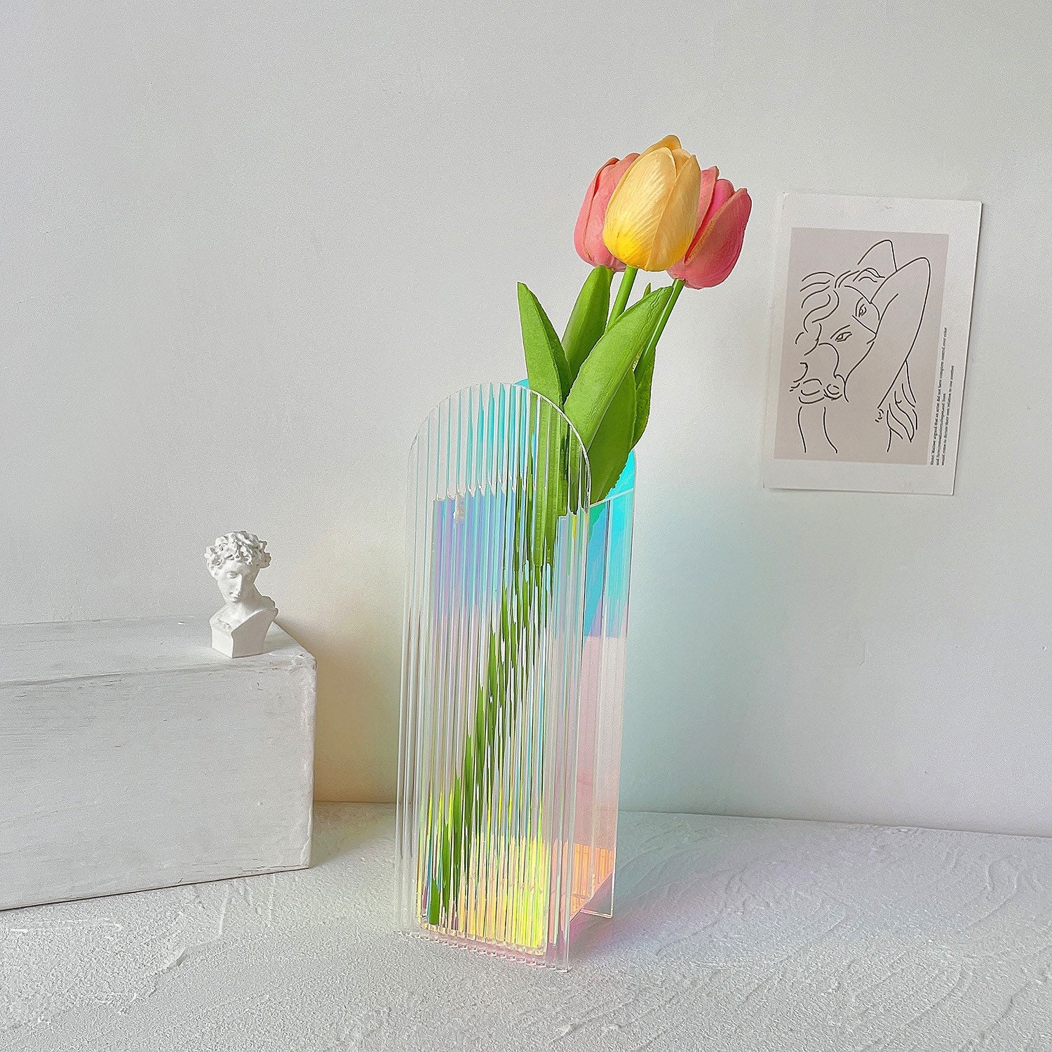 Iridescent Rainbow Acrylic Vase Clear Transparent - Etsy