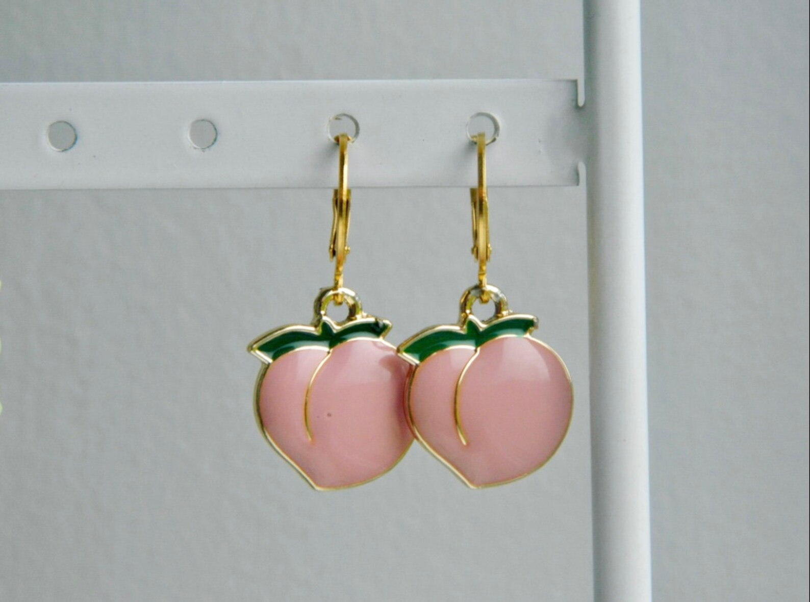 Pink Peach Hoop Earrings Etsy
