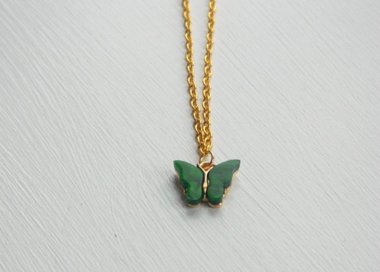 Dark Green Butterfly Necklace - Etsy
