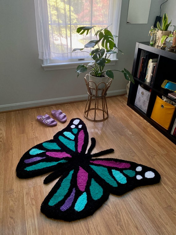 Hand tufted butterfly accent rug Etsy