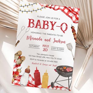 BBQ Baby Shower Invitation, Baby-q Baby Shower Invite, Backyard Baby Shower, BBQ Party Baby Sprinkle Invitation, Editable Canva Template BBQ