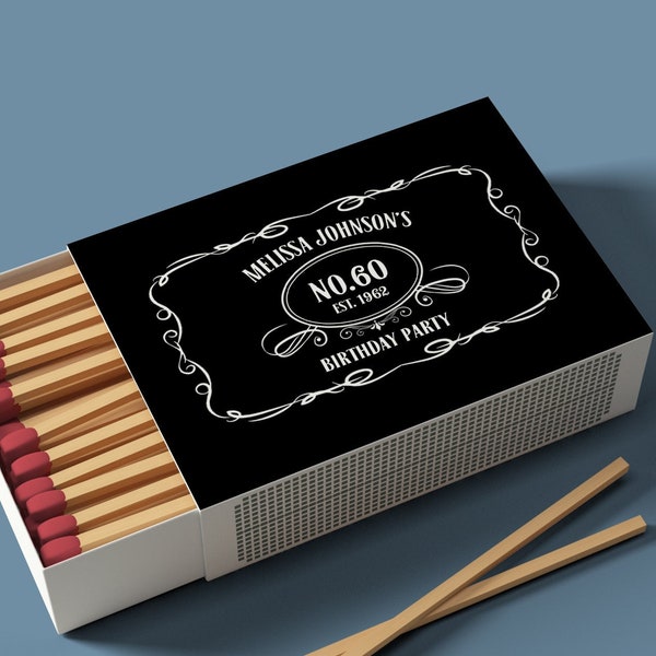 Match Box Labels Vintage Whiskey Themed Birthday, Matches Box Personalized Chalkboard Matchboxes, Birthday Match Box, Liquor Themed Editable