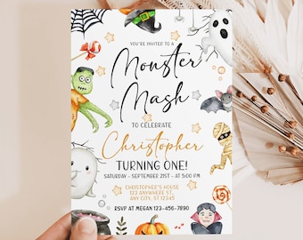 Monster Mash Halloween Birthday Invitation: Editable Template (Digital Download)