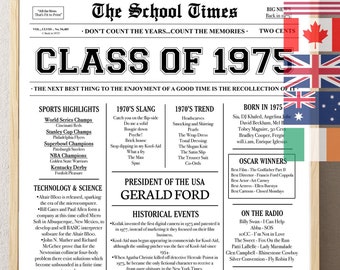 Class of 1975 Newspaper Poster: High School Reunion Centerpiece (Digital Download)