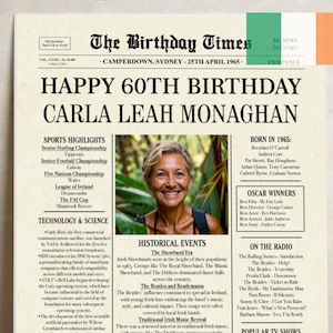 Giornale per il 60° compleanno, cartello irlandese, regalo per il 60° compleanno per uomini, poster del 1961, decorazione per il 60° compleanno per donne, file di download digitale