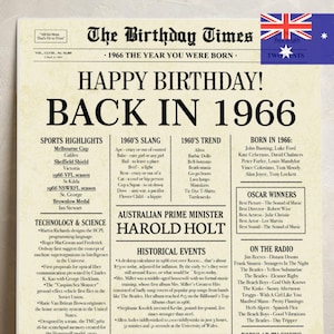 59th birthday newspaper poster back in 1966 printable sign 1966 birthday fun facts 59 years ago digital download file australia birthday