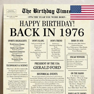 1976 49th birthday newspaper, 1976 poster, 49 birthday poster, 1976 birthday sign, INSTANT DOWNLOAD, 49 years ago back in 1976