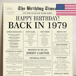 1979 Birthday Newspaper Poster: 46th Birthday Gift (Instant Download)