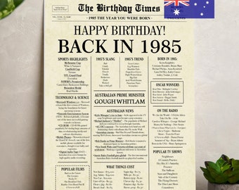 1985 Australian Birthday Newspaper Poster: Born in 1985 Australia 41st birthday gift