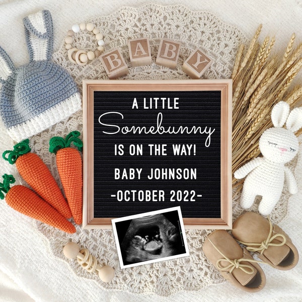 Easter Baby Announcement Digital, Bunny Pregnancy Announcement Template for Social Media, A little Somebunny is on the Way