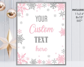 Panneau d’anniversaire Onederland personnalisé modifiable, décorations de fille d’anniversaire d’hiver Onederland, fichier numérique de modèle modifiable