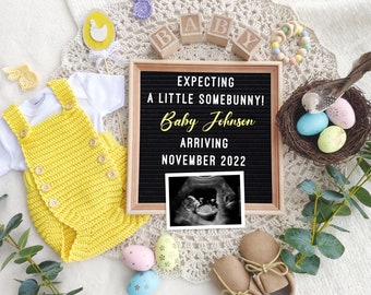 Digital Pregnancy Announcement, Easter Baby Announcement Editable Template for Social Media