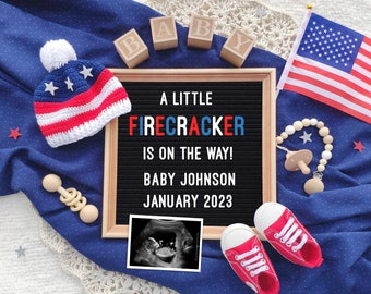 4th of July Pregnancy Announcement: Firecracker Baby (Digital Template)